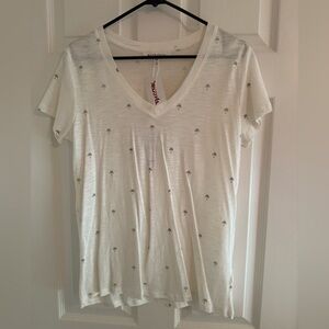 NWT Workshop Republic Clothing Embellished White Short Sleeve Tee
